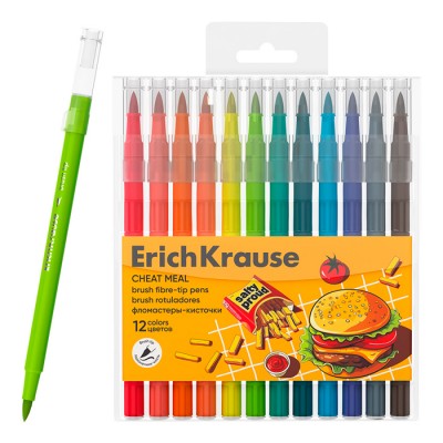 Фломастеры-кисточки ErichKrause Cheat Meal, 12 цветов