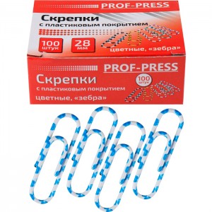 Скрепки металлические овальные цветные "Зебра" 28 мм