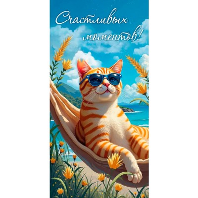 Конверт для денег "Счастливых моментов!" (полосатый котик)