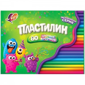 Пластилин 80 цветных кусочков, 690 г, стек