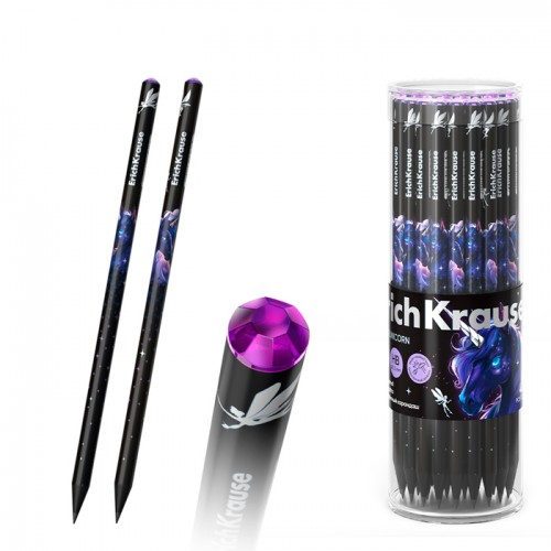 Чернографитный карандаш ErichKrause Black Unicorn, круглый, НВ